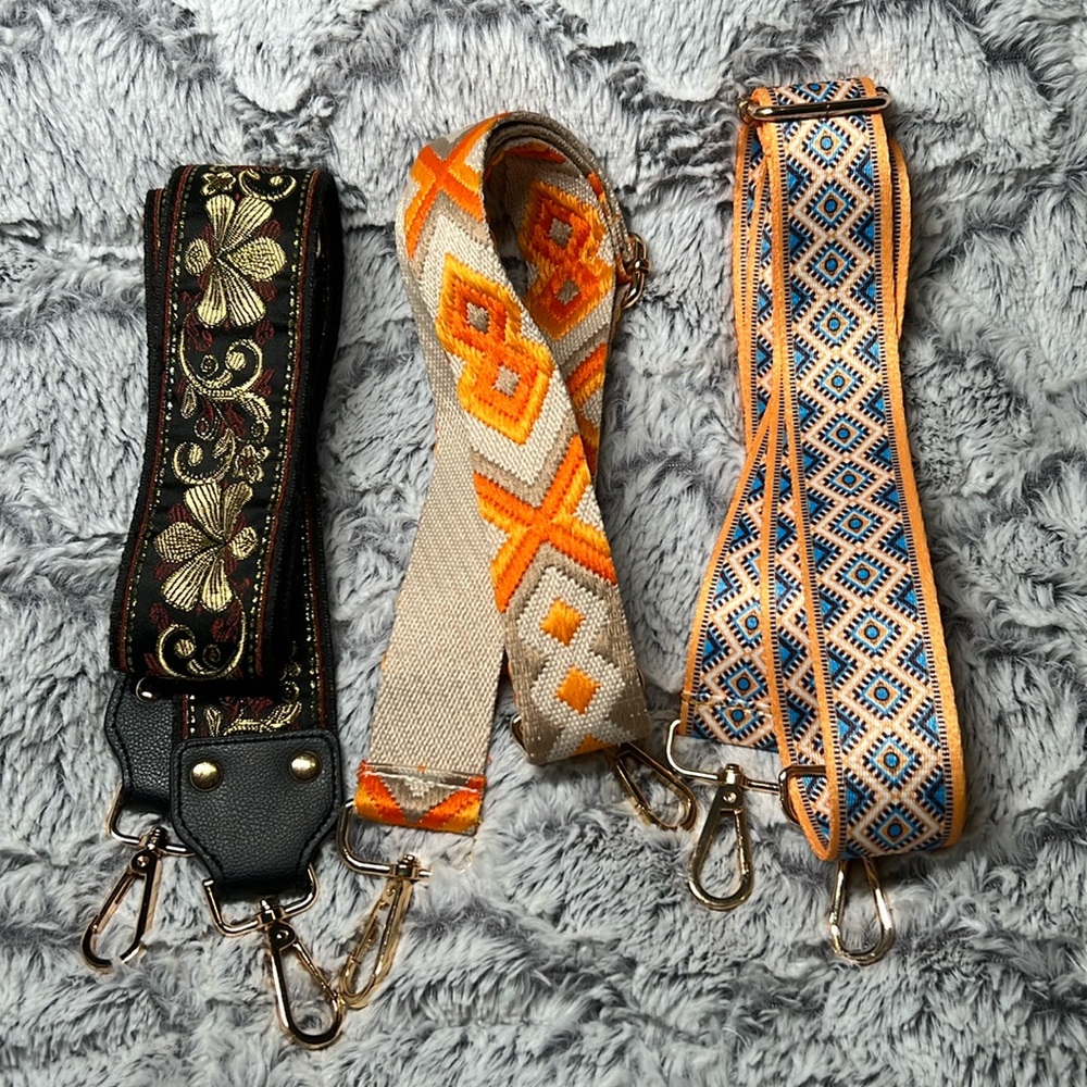 Lot of 3 crossbody bag straps. EUC